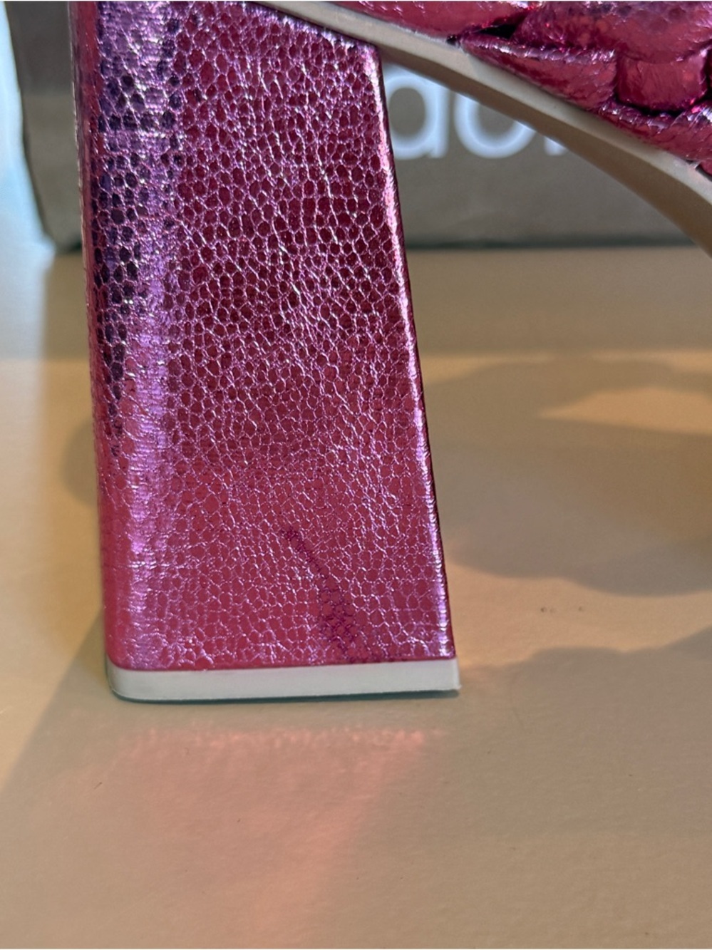 Anthro Dolce Vita Paily Heels Pink Metallic Braided Block Heel Size 7.5 - Picture 8 of 10